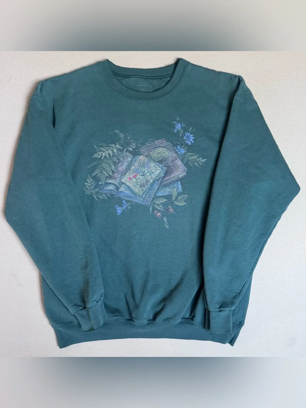 Vintage 90s Northern Reflections Forest Green Floral Cottagecore Crewneck